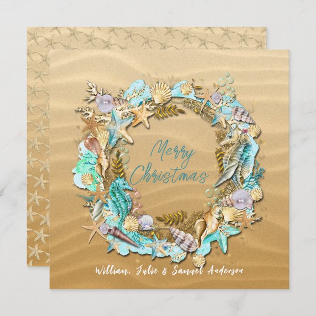 Cartes Pour Fêtes Annuelles Plage tropicale Coquillages Étoile de mer Dollar d (Devant / Derrière)