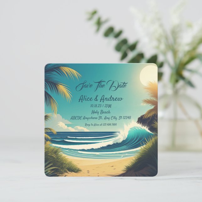 Cartes Pour Fêtes Annuelles Plage tropicale estivale (Debout devant)