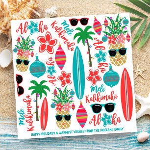 Cartes Pour Fêtes Annuelles Plage tropicale Hawaïenne Ananas Mele Kalikimaka