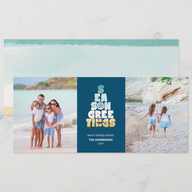 Cartes Pour Fêtes Annuelles Plages Mers Et Salutations (Devant / Derrière)