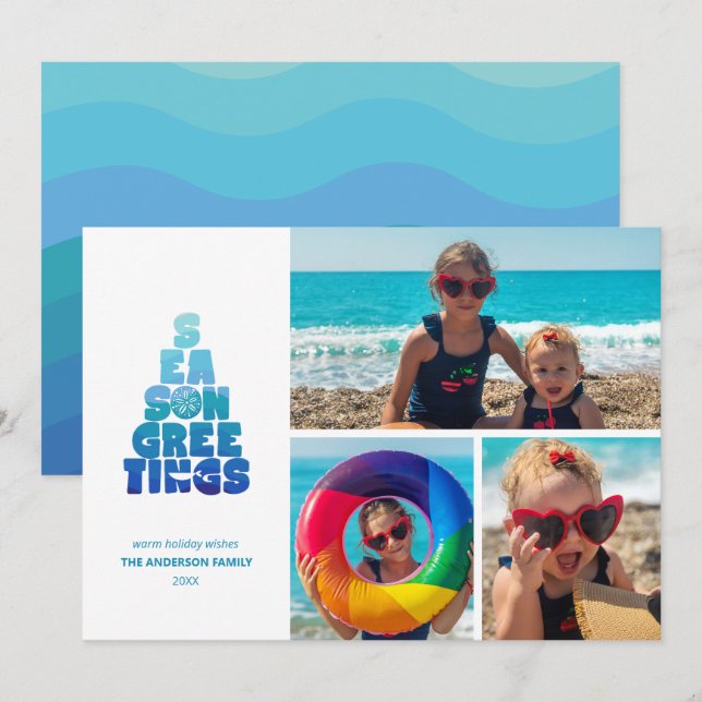 Cartes Pour Fêtes Annuelles Plages Mers Et Salutations (Devant / Derrière)