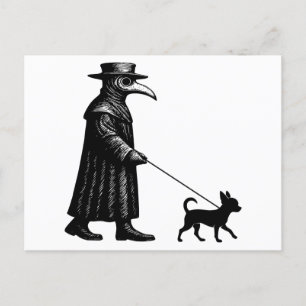 Cartes Pour Fêtes Annuelles Plague Doctor Walking Chihuahua