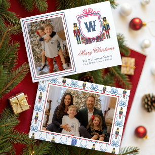 Cartes Pour Fêtes Annuelles Plaid à l'aquarelle Ours Casse-Noisette Blason Mon