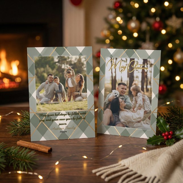 Cartes Pour Fêtes Annuelles Plaid Christmas Card Elegant Holiday Greeting (Créateur téléchargé)