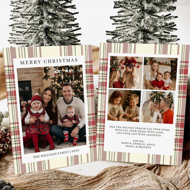 Cartes Pour Fêtes Annuelles Plaid Christmas Card with Photo Holiday Card (Créateur téléchargé)