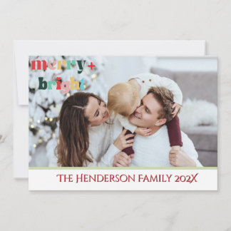 Cartes Pour Fêtes Annuelles Plaid de Noël 1 Photo Noël Joyeux & Lumineux