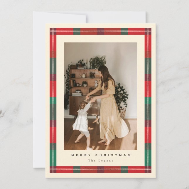 Cartes Pour Fêtes Annuelles Plaid Frame Holiday Card (Devant)