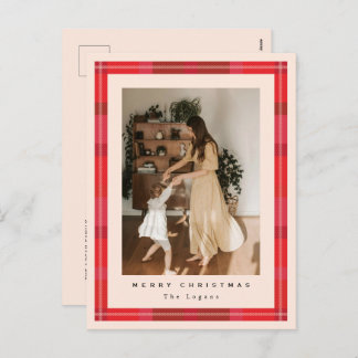 Cartes Pour Fêtes Annuelles Plaid Frame Holiday Postcard