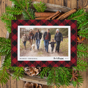 Cartes Pour Fêtes Annuelles Plaid hivernal Photo de vacances