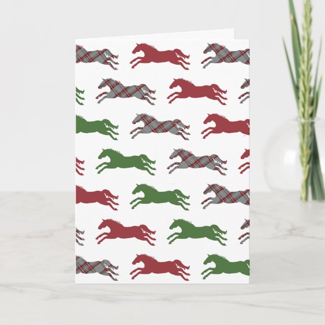 Cartes Pour Fêtes Annuelles Plaid Horse Pattern Christmas Greeting (Devant)