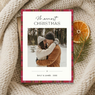 Cartes Pour Fêtes Annuelles Plaid Merriest Christmas Couple Photo ivoire