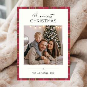 Cartes Pour Fêtes Annuelles Plaid Merriest Noël Simple Famille Photo Ivy