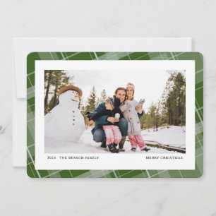 Cartes Pour Fêtes Annuelles Plaid minimal une photo verte horizontale