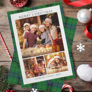 Cartes Pour Fêtes Annuelles Plaid Moderne Photos de Noël Tartan Rustique