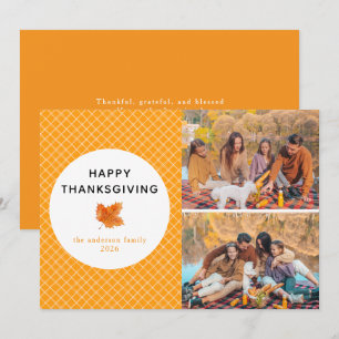 Cartes Pour Fêtes Annuelles Plaid orange   Bon thanksgiving Automne 2 Photo