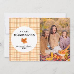 Cartes Pour Fêtes Annuelles Plaid orange   Bon thanksgiving photo d'automne