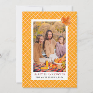 Cartes Pour Fêtes Annuelles Plaid orange   Bon thanksgiving photo d'automne