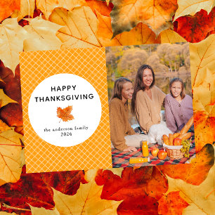 Cartes Pour Fêtes Annuelles Plaid orange   Bon thanksgiving photo d'automne