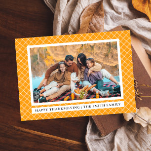 Cartes Pour Fêtes Annuelles Plaid orange Bon thanksgiving photo d'automne