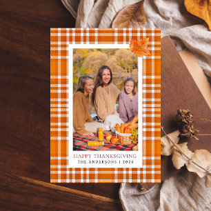 Cartes Pour Fêtes Annuelles Plaid orange   Bon thanksgiving photo d'automne