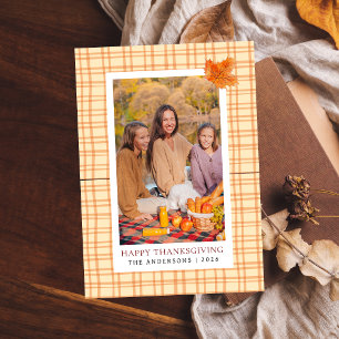 Cartes Pour Fêtes Annuelles Plaid orange   Bon thanksgiving photo d'automne