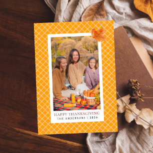 Cartes Pour Fêtes Annuelles Plaid orange Bon thanksgiving photo d'automne