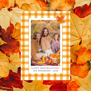 Cartes Pour Fêtes Annuelles Plaid orange   Bon thanksgiving photo d'automne