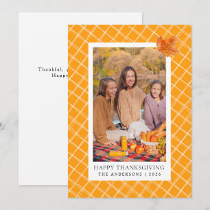 Cartes Pour Fêtes Annuelles Plaid orange   Bon thanksgiving photo d'automne