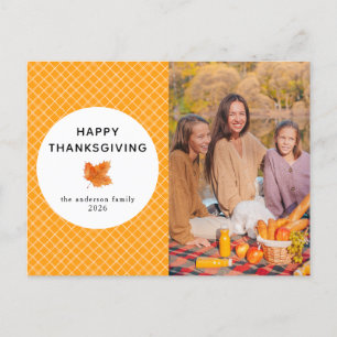 Cartes Pour Fêtes Annuelles Plaid orange   Bon thanksgiving photo d'automne