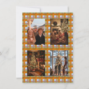 Cartes Pour Fêtes Annuelles Plaid Orange Bow Garland 5 Photo Noël