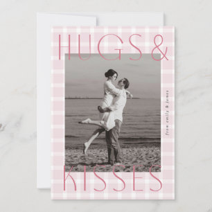 Cartes Pour Fêtes Annuelles Plaid romantique rose avec de grands câlins et bai