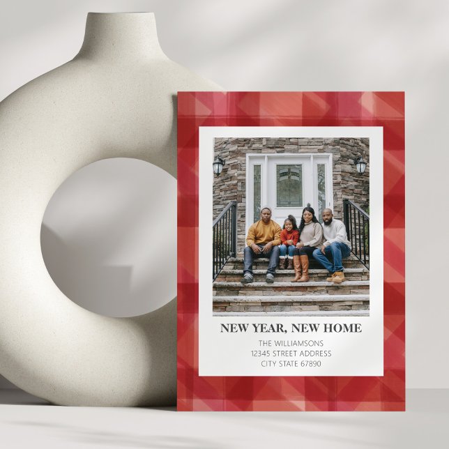 Cartes Pour Fêtes Annuelles Plaid Rouge Rustique Noël Plaid Nouvelle Adresse D (Créateur téléchargé)