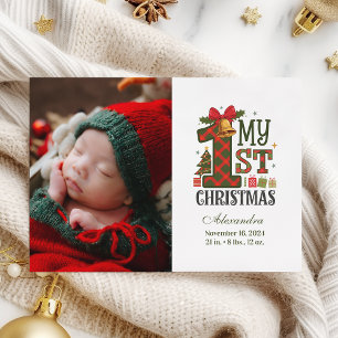 Cartes Pour Fêtes Annuelles  Plaid Rustique Photo  Premier Noël