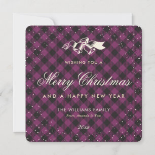 Cartes Pour Fêtes Annuelles Plaid Snow Classic de Buffle Violet