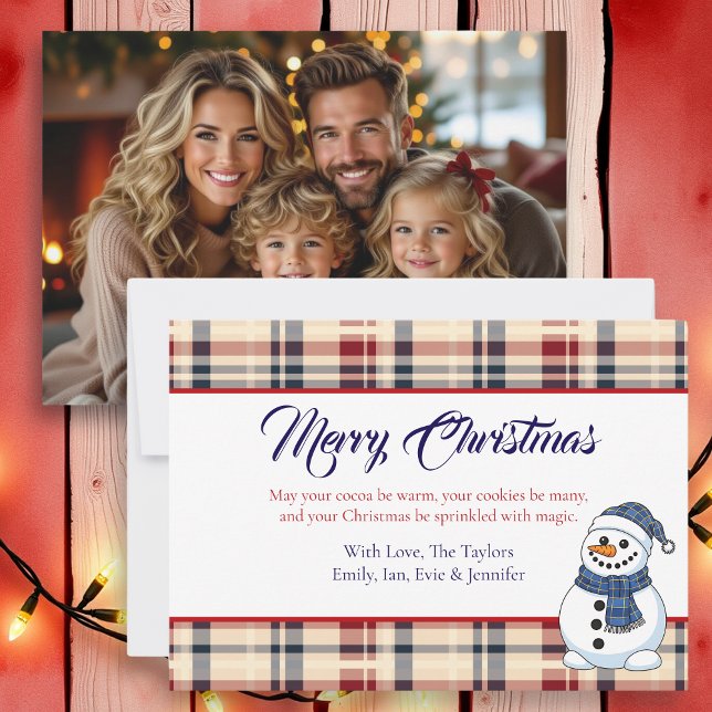 Cartes Pour Fêtes Annuelles Plaid Snowman Photo Template Christmas (Créateur téléchargé)