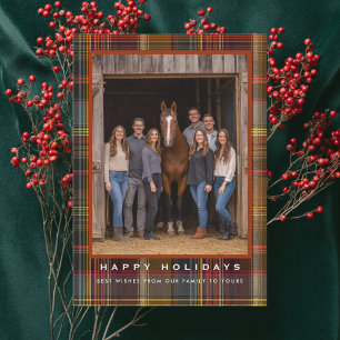 Cartes Pour Fêtes Annuelles Plaid Tartan Équestre Ferme Ranch Noël