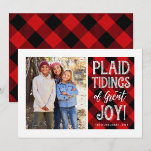 Cartes Pour Fêtes Annuelles Plaid Tidings   Rouge   Photo