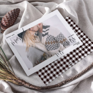 Cartes Pour Fêtes Annuelles Plaide Merry & Married Texte Mr. & Mrs. Photo