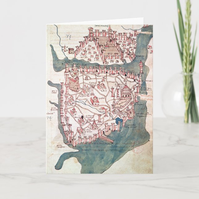 Cartes Pour Fêtes Annuelles Plan de Constantinople (Devant)