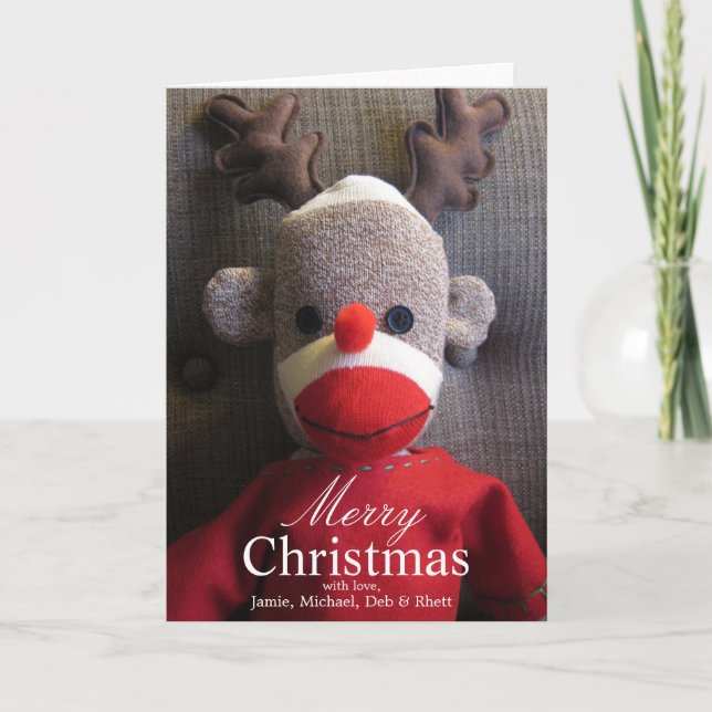 Cartes Pour Fêtes Annuelles Plan rapproché de visage de singe de chaussette (Devant)