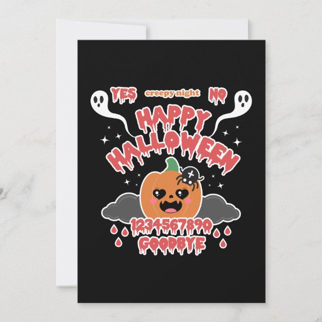 Cartes Pour Fêtes Annuelles Planche de fantôme de Halloween Kawaii mignon effr (Devant)