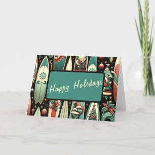 Cartes Pour Fêtes Annuelles Planche de surf de Santa