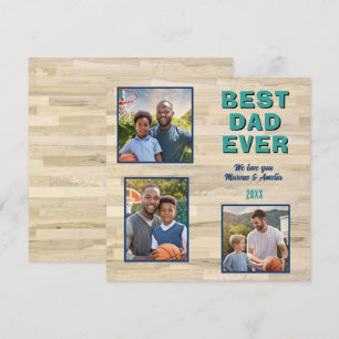 Cartes Pour Fêtes Annuelles Plancher en bois Meilleur papa Ever 3 photo Collag