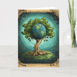 Cartes Pour Fêtes Annuelles Planète de l'arbre de la Terre Fantastique