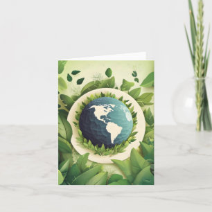 Cartes Pour Fêtes Annuelles Planète Terre Feuilles verts