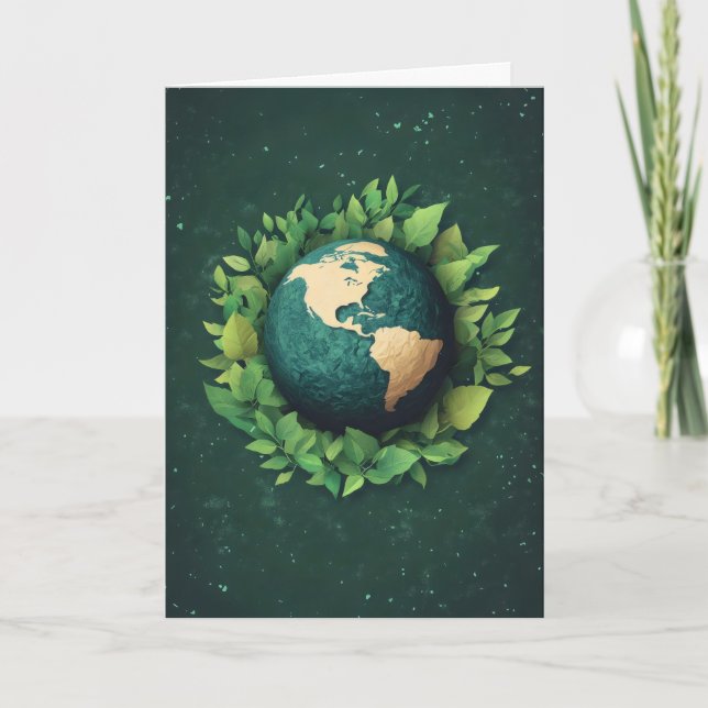 Cartes Pour Fêtes Annuelles Planète verte terrestre (Devant)