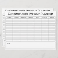 Planificateur hebdomadaire pour personnaliser avec