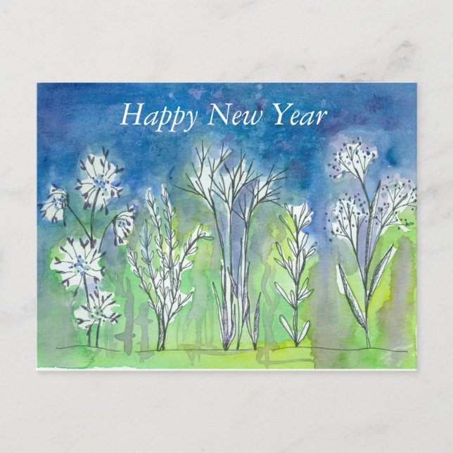 Cartes Pour Fêtes Annuelles Plante Botanique d'hiver Dessin Bonne année (Devant)