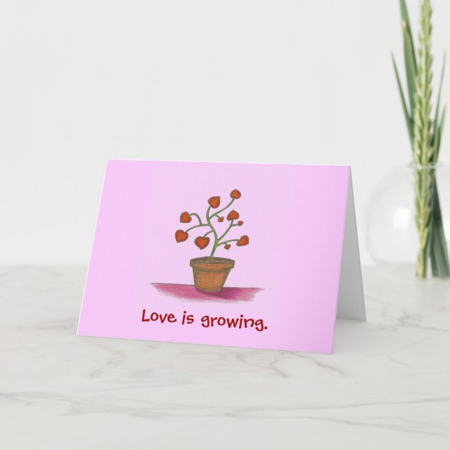 Cartes Pour Fêtes Annuelles plante d'amour, l'amour grandit. (Devant)