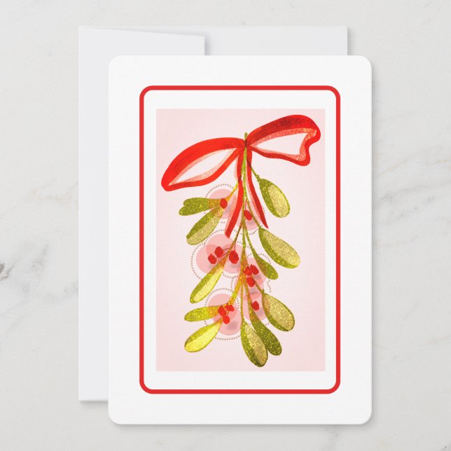 Cartes Pour Fêtes Annuelles Plante de gui magnifique aspect peint numériquemen (Devant)